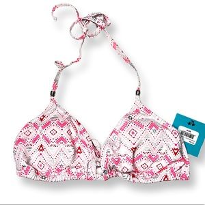 Letarte Printed Triangle Top in Pink Multi Size Medium